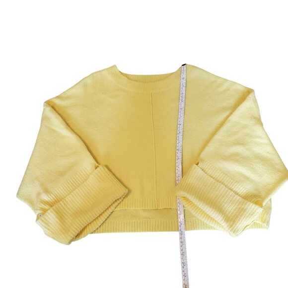 Illa Illa Yellow Boxy Cropped Sweater with Statement Sleeves. Size Small - Picture 3 of 6